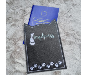 Stickserie ITH - Impfpasshülle Katzenkopf Ohren - 11 Motive Katze in 4 Varianten inkl. Blanko